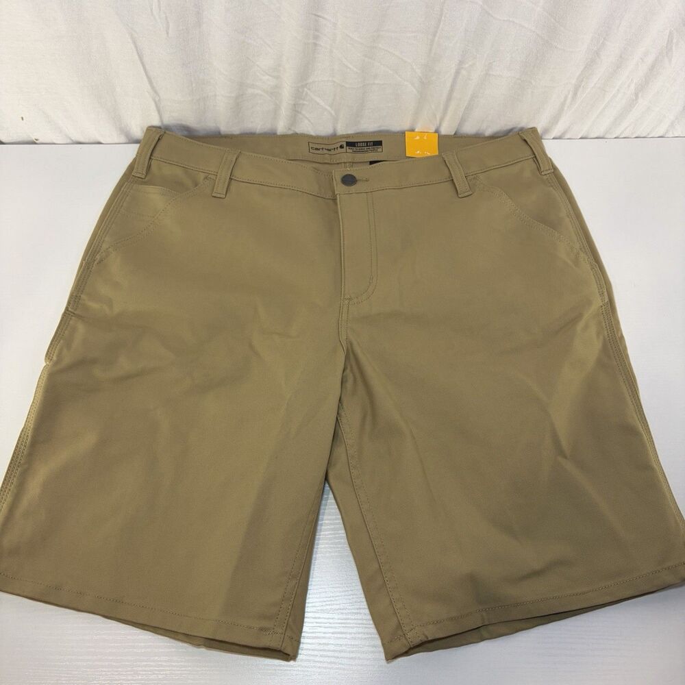 Carhartt Shorts Women's Size 16 Khaki Canvas Work Rugged Flex 10” Loose Fit NWT
